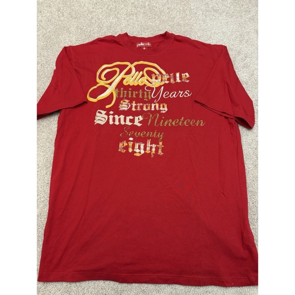 Pelle Pelle Other - VTG Y2K Pelle Pelle Red 30 Years Strong Embroidered Red Short Sleeve Shirt XXL